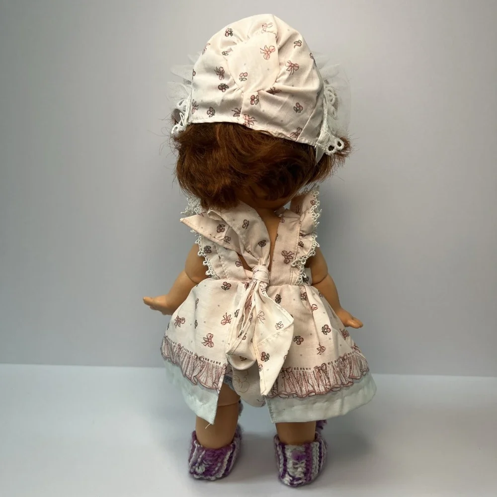 Vintage 1990 Galoob Baby Face So Shy Sherri #9 Green Eyes Bonnet Dress